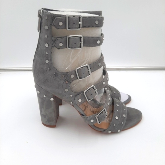 NWB Sam Edelman York Grey Studded Caged Open Toe Heels 10 - Picture 1 of 7